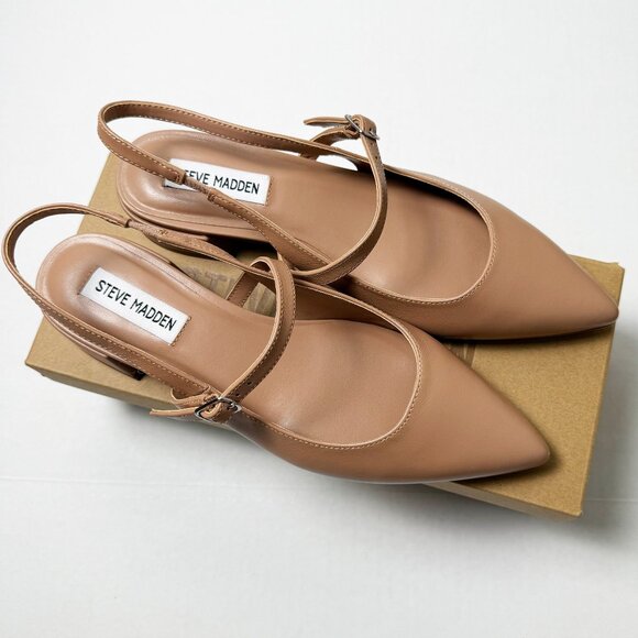New in Box Steve Madden Christyy Tan Slingback Block Heel Pumps Women’s Size 8.5 - Picture 8 of 8